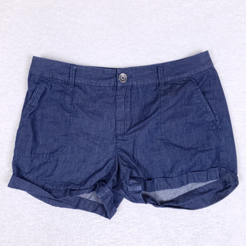GAP Chambray Cuffed‎ Shorts Blue 100% Cotton Size 4 Casual Summer Lightweight